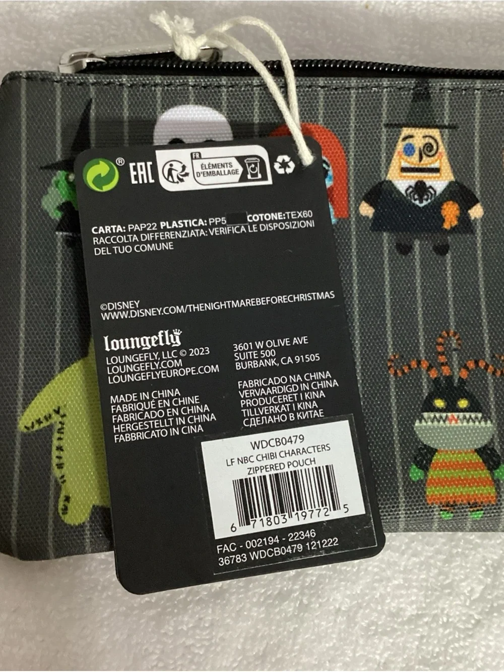Loungefly Disney Nightmare Before Christmas Chibi Characters Zippered Pouch NEW